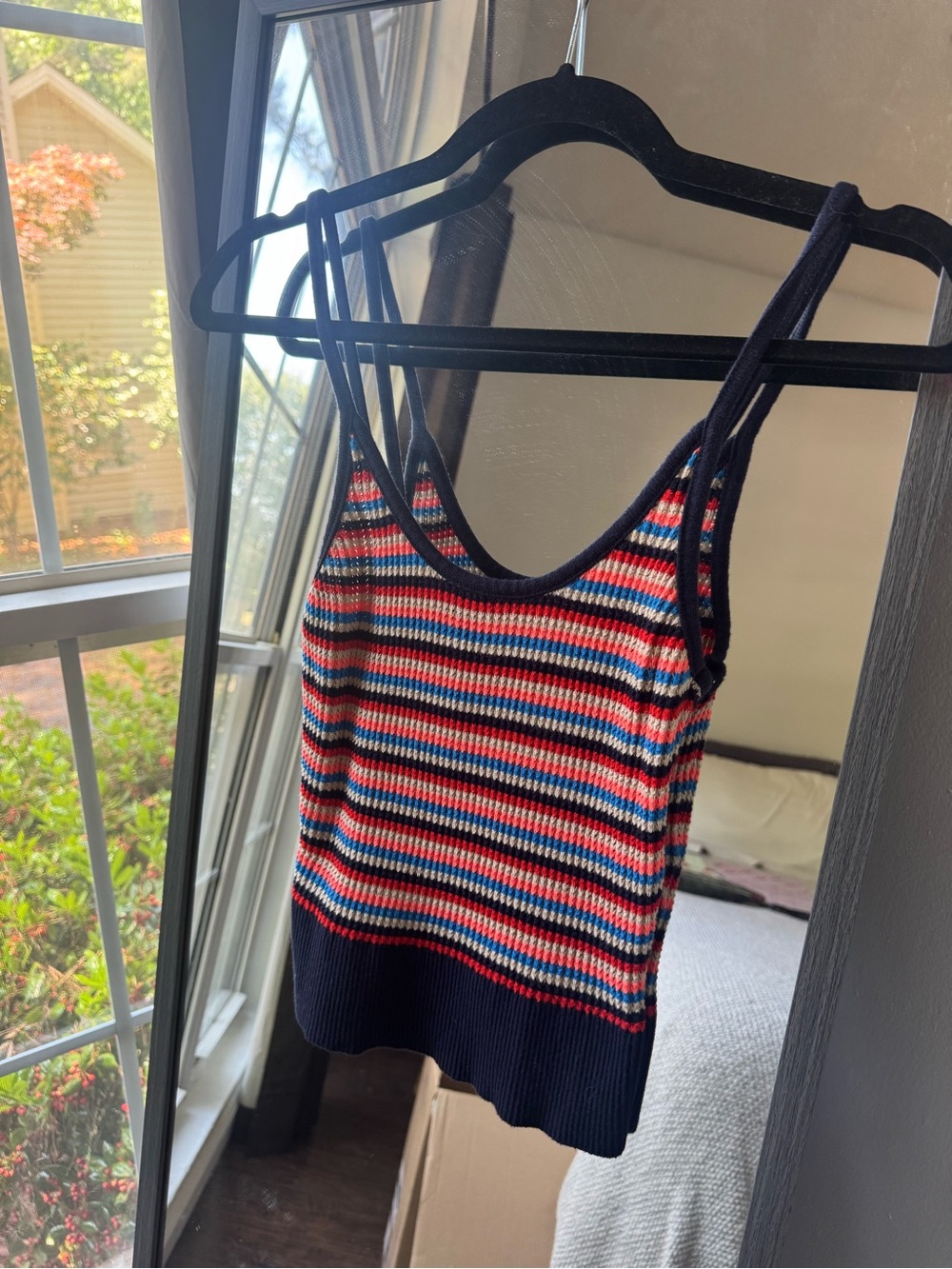 Forever 21 Striped Ribbed Tank in Navy, Red, White
